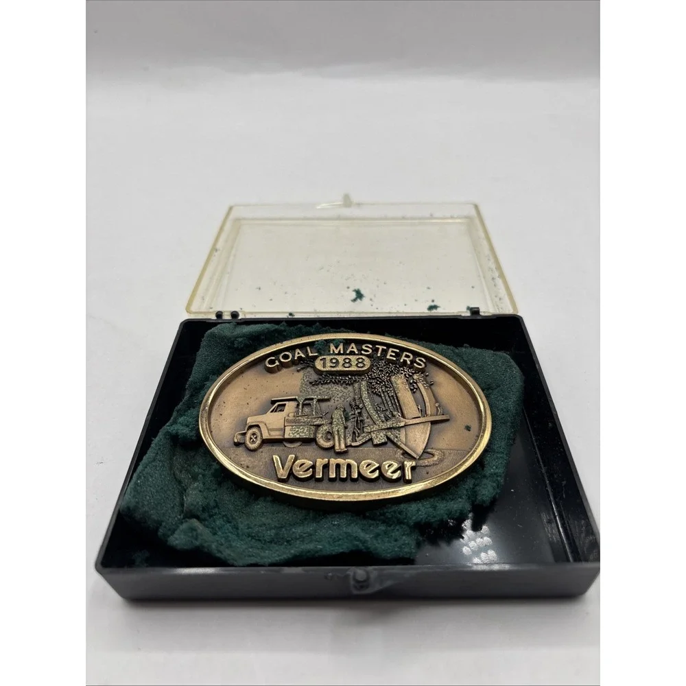 Vtg 1988 Vermeer Co Advertising Belt Buckle GOAL MASTERS Ag Industrial Machinery